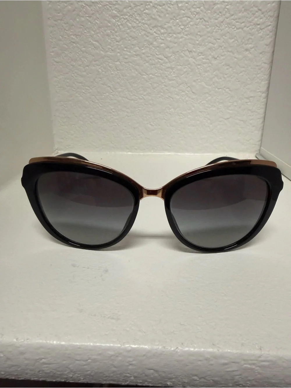 Dolce & Gabbana Black and Gold Gradient Lens Women's Sunglasses - Cat Eye Style